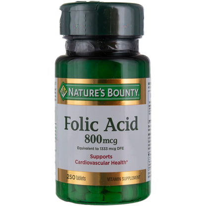 Nature's Bounty Folic Acid 800 mcg Tablets, 250 ct