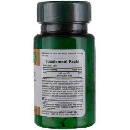 Nature's Bounty Folic Acid 800 mcg Tablets, 250 ct