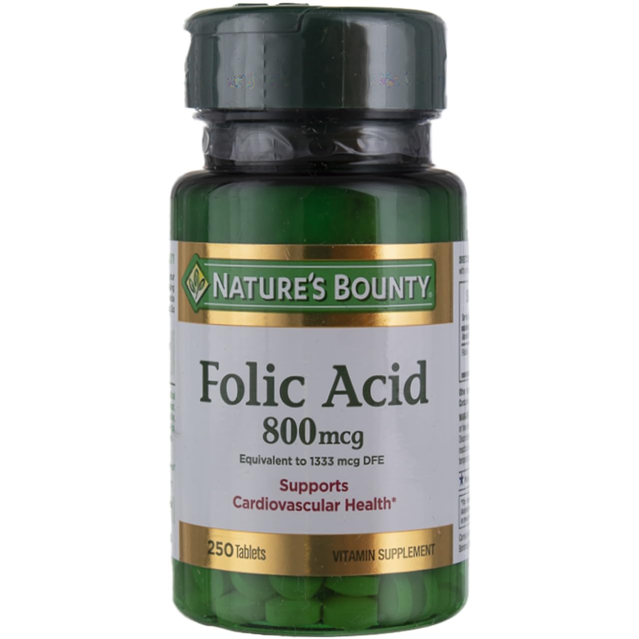 Nature's Bounty Folic Acid Supplement 800mcg – Multi, No Flavour – Supports Cardiovascular Health | 750 Count, Pack of 3