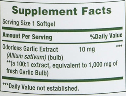 Nature's Bounty Garlic Extract 1000 mg | 100 Rapid Release Softgels (Pack 4)