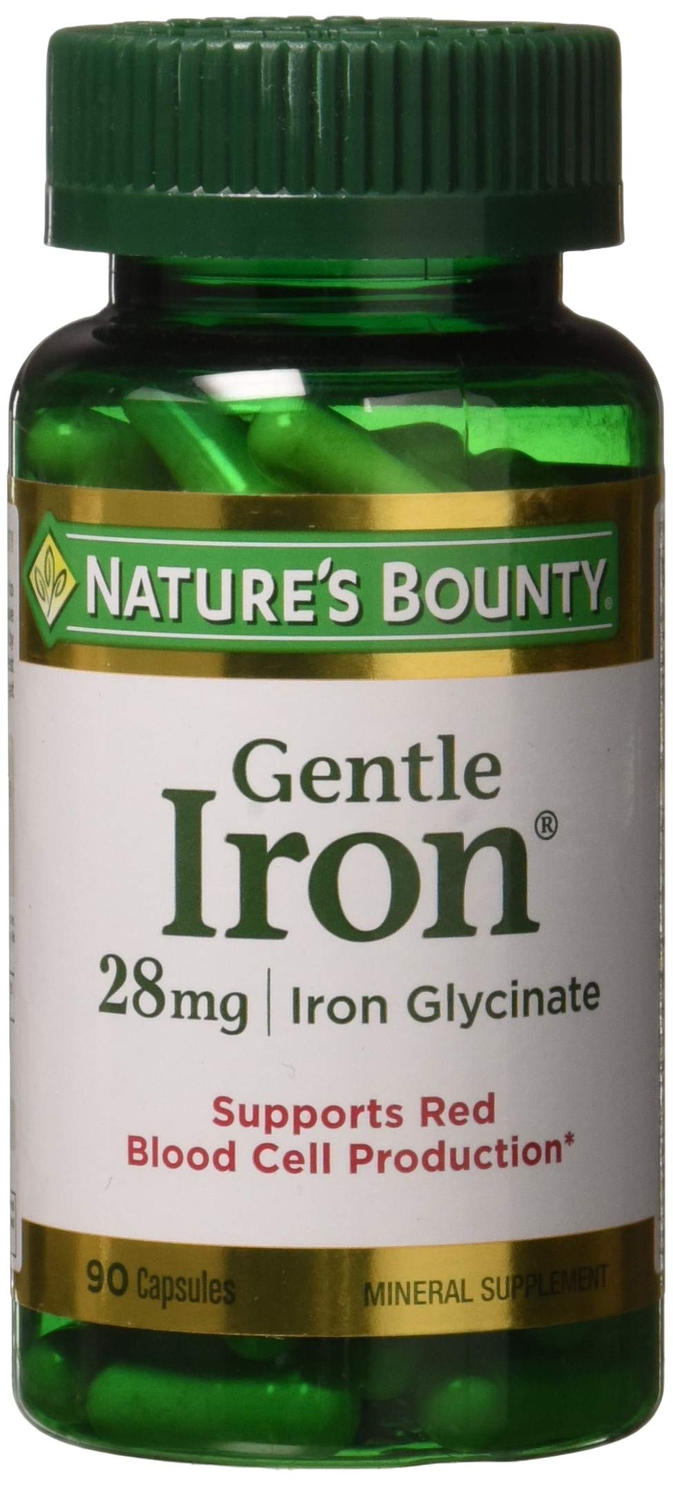 Nature's Bounty Gentle Iron 28 mg 90 Capsules – Iron Supplements for Energy and Healthy Blood