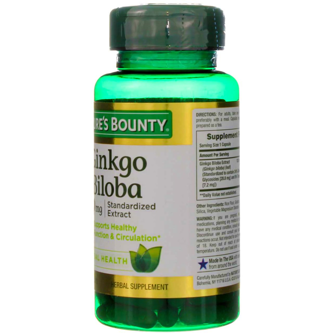 Nature's Bounty Ginkgo Biloba Capsule 120 mg - 100 ct | Standardized Extract