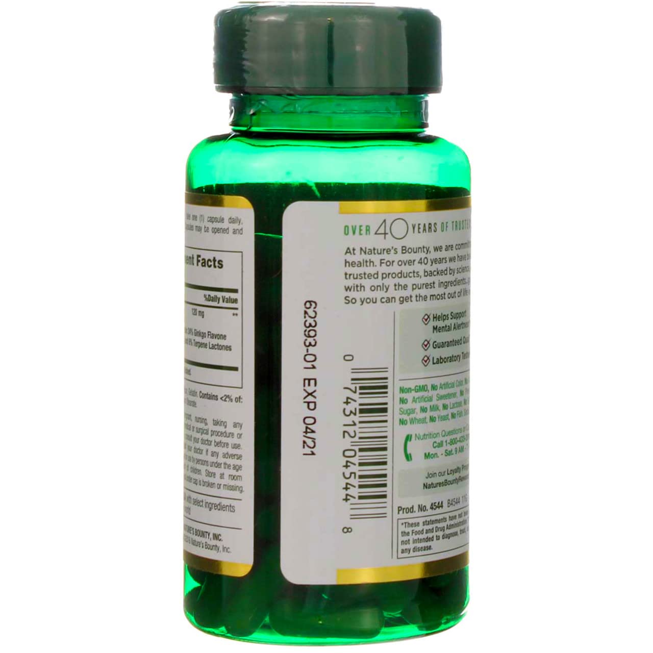 Nature's Bounty Ginkgo Biloba 120 mg Double Strength - 100 Capsules, Pack of 2