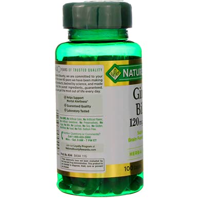 Nature's Bounty Ginkgo Biloba 120 mg Double Strength - 100 Capsules, Pack of 2
