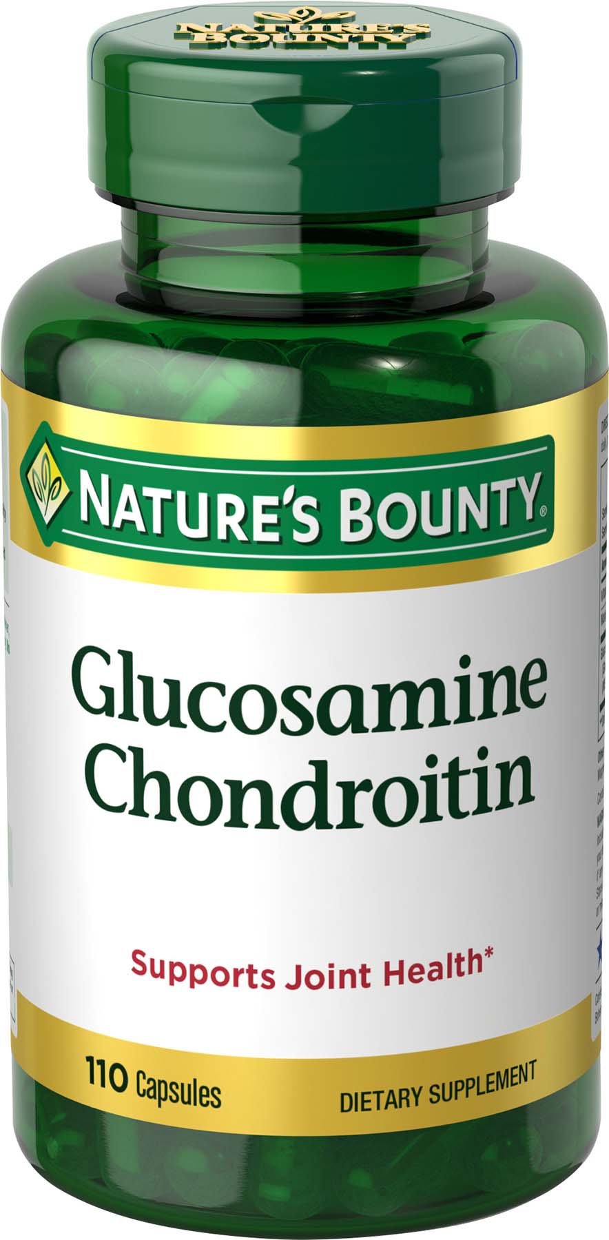 Nature's Bounty Glucosamine Chondroitin Pills – Joint Health, 110 Capsules