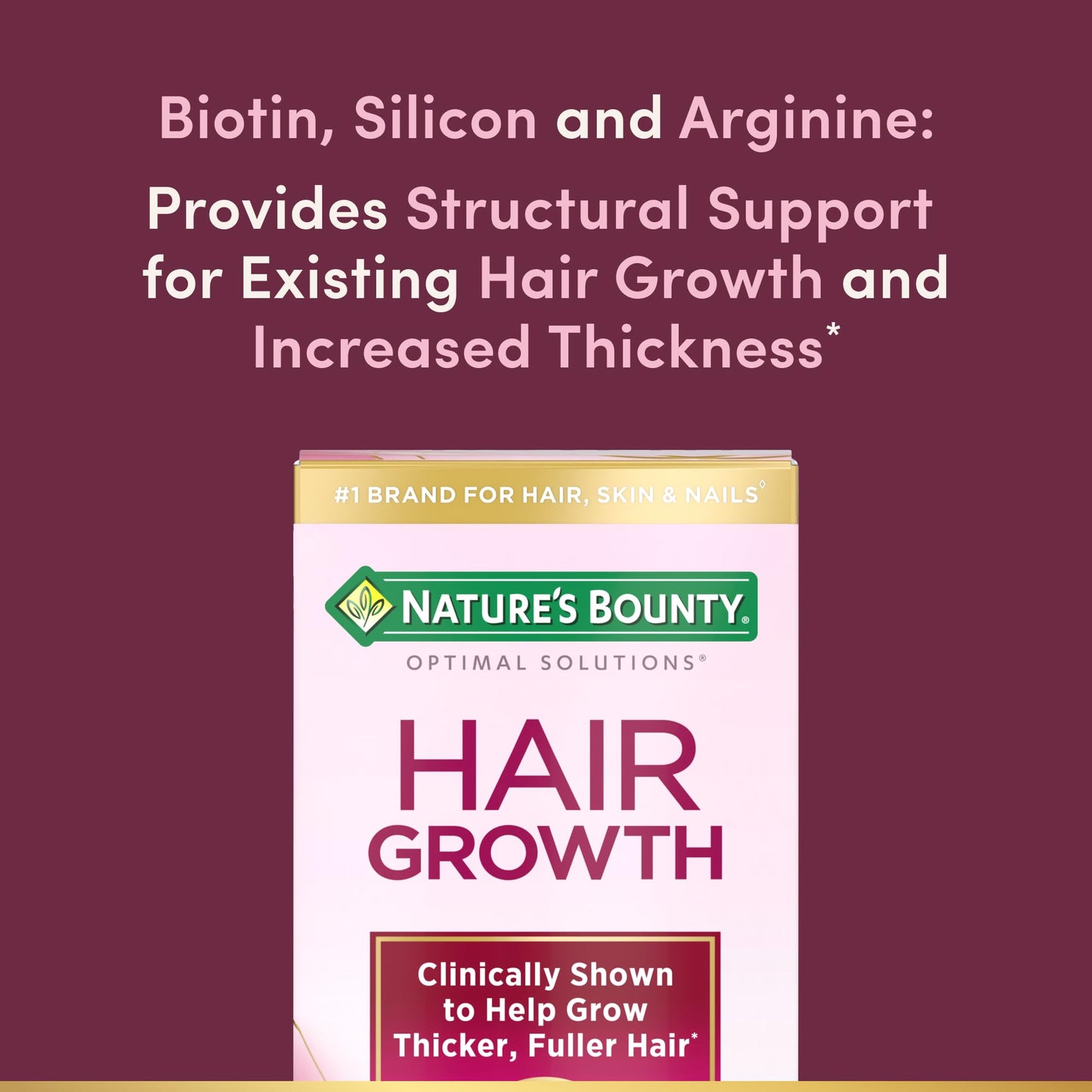 Nature's Bounty Optimal Solutions Hair Growth – Biotin, Arginine & Silicon | 30 Capsules