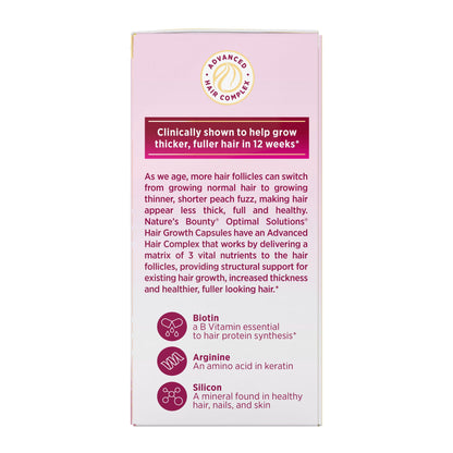 Nature's Bounty Optimal Solutions Hair Growth – Biotin, Arginine & Silicon | 30 Capsules