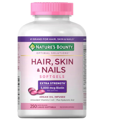 Nature's Bounty Hair Skin & Nails 5000 mcg Biotin - 250 Coated Tablets Extra Strength