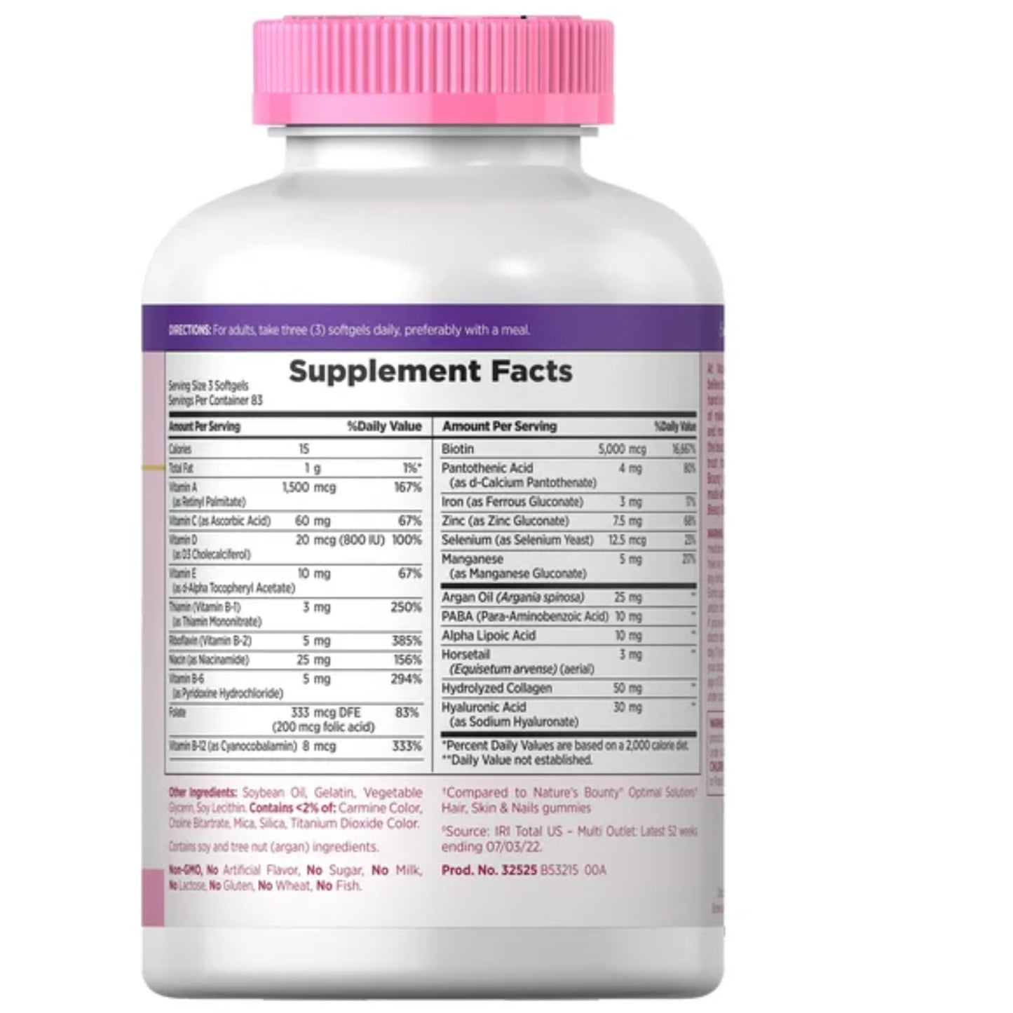 Nature's Bounty Hair Skin & Nails 5000 mcg Biotin - 250 Coated Tablets Extra Strength