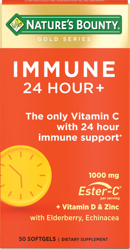 Nature's Bounty Immune 24 Hour Plus Ester-C Vitamin C 1000 mg, D & Zinc - 50 Count