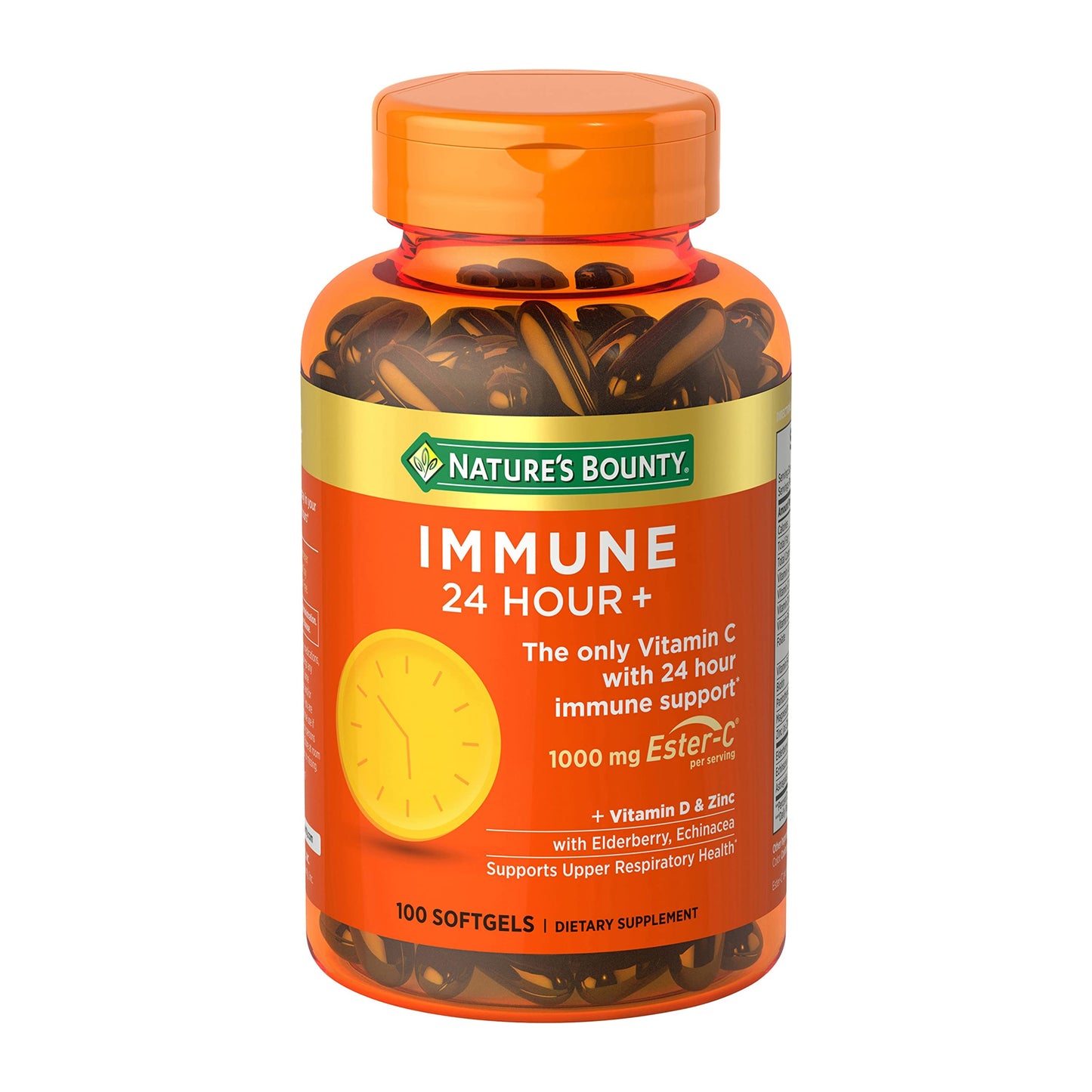 Nature's Bounty Immune 24 Hour+ Ester-C Vitamin C 1000mg Softgels with Zinc & Vitamin D - 100 Count