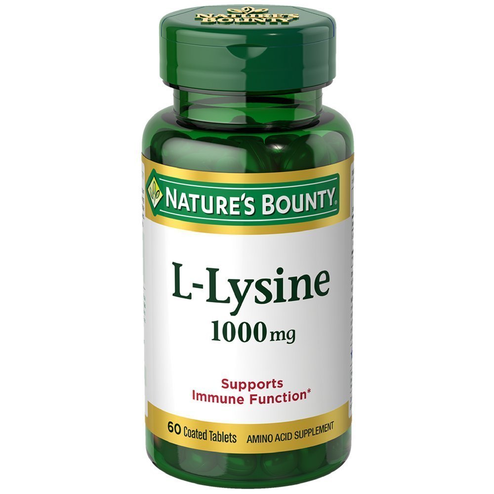 Nature's Bounty L-Lysine 1000 mg Tablets - 60 Count (Pack of 2) | Vegetarian & Immune Support