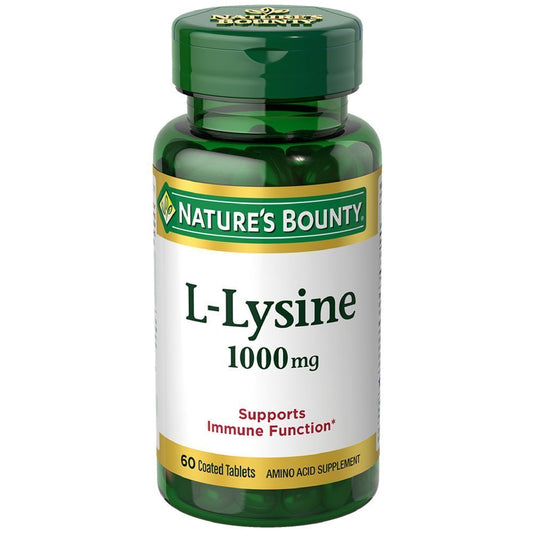 Nature's Bounty L-Lysine 1000 mg Tablets - 60 Count (Pack of 2) | Vegetarian & Immune Support BritishVita | Premium UK Vitamins & Wellness Supplements