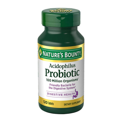 Nature's Bounty Lactobacillus Acidophilus Probiotic – 100 Million, 1 Daily Tablet, Vegetarian | Digestive Health for Men & Women