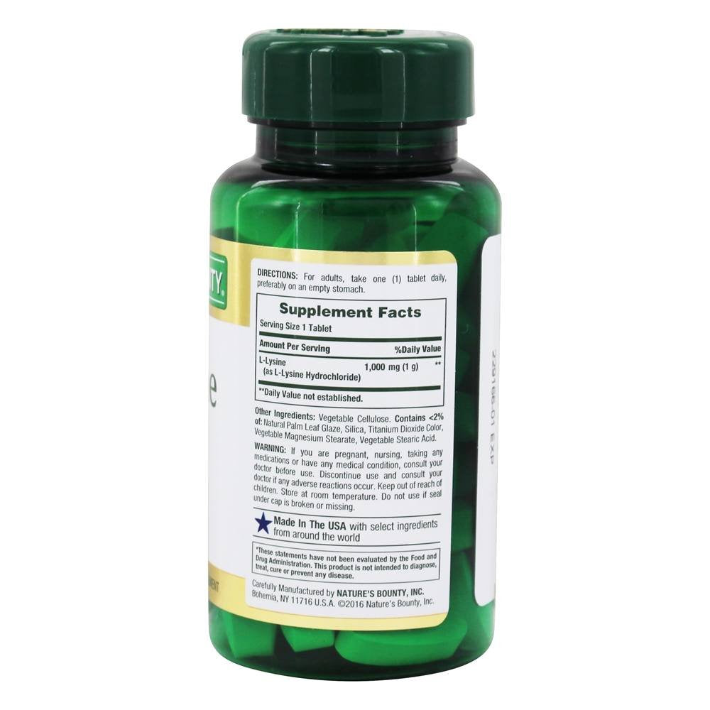 Nature's Bounty L-Lysine 1000mg, 60 Tablets | L-Lysine Supplement