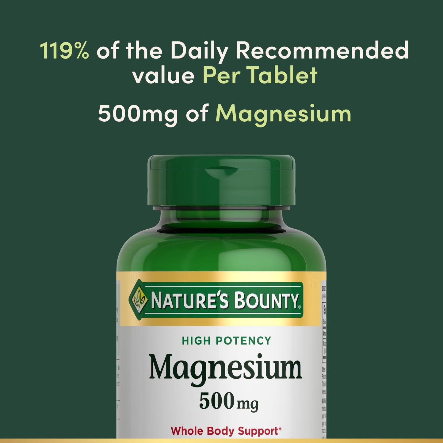 Nature's Bounty Magnesium 500 mg Tablets | 200 Count – Bone & Muscle Health