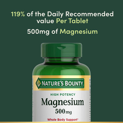 Nature's Bounty Magnesium 500 mg Tablets | 200 Count – Bone & Muscle Health