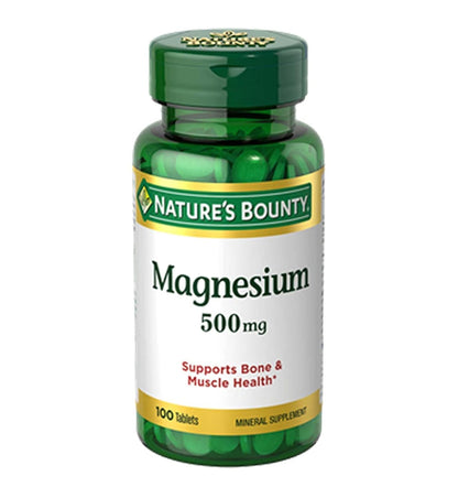 Nature's Bounty Magnesium 500 mg Tablets - 100 Count | Vegetarian, Non-GMO
