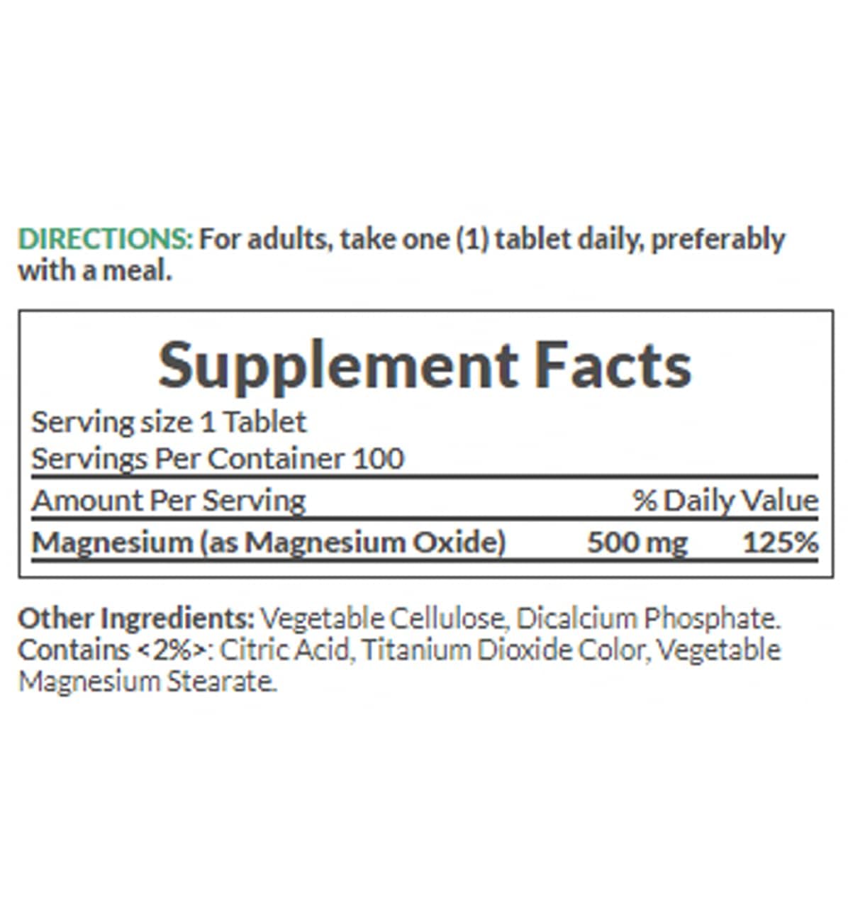 Nature's Bounty Magnesium 500 mg Tablets - 100 Count | Vegetarian, Non-GMO