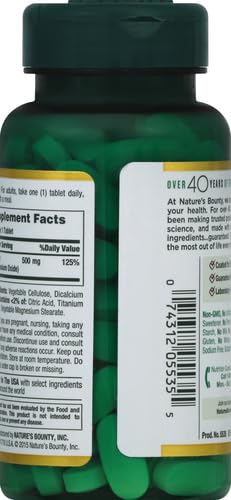 Nature's Bounty Magnesium 500 mg Tablets - 100 Count | Vegetarian, Non-GMO