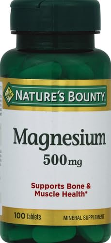 Nature's Bounty Magnesium 500 mg Tablets - 100 Count | Vegetarian, Non-GMO