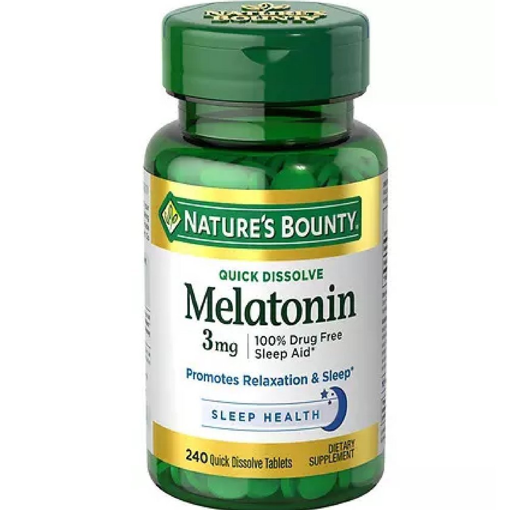 Nature's Bounty Melatonin 3 mg Tablets 120 - Pack of 2 | Quick Dissolve Sleep Aid