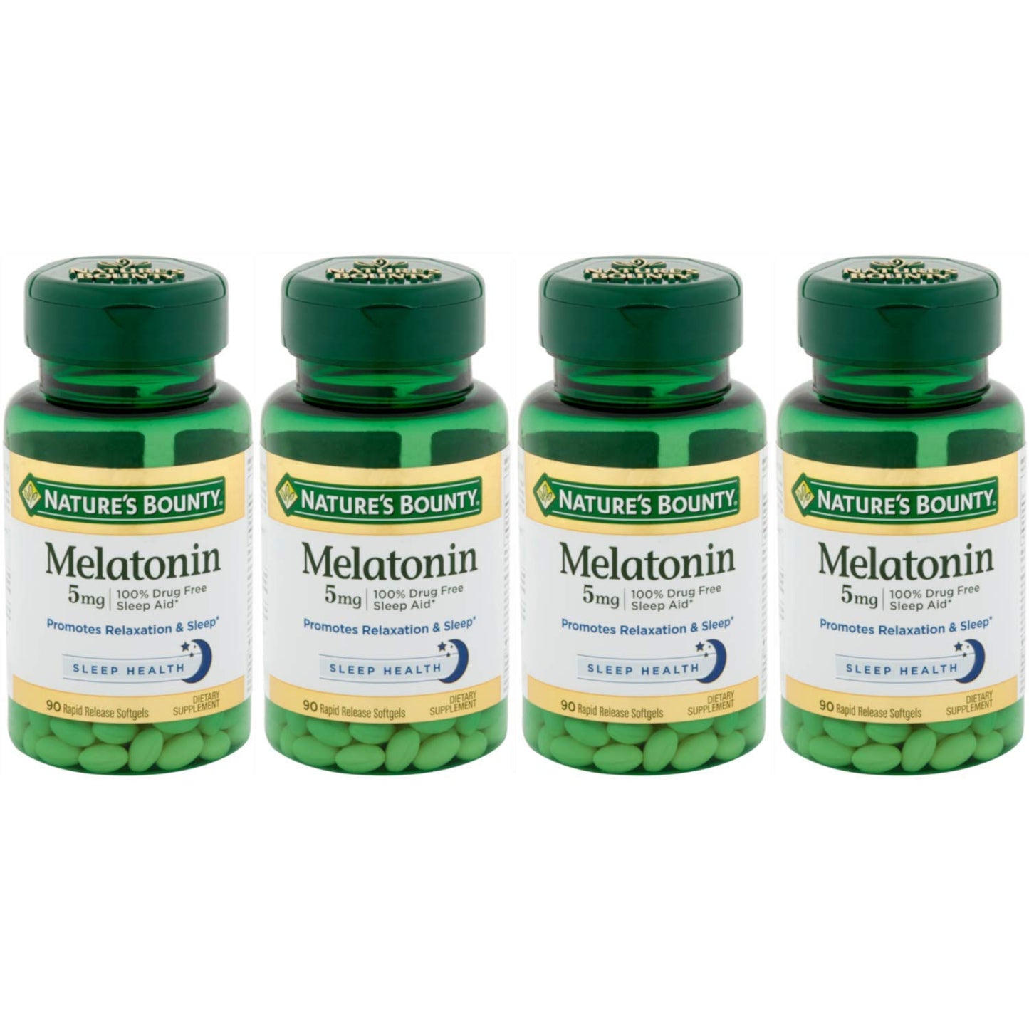 Nature's Bounty Super Strength Melatonin 5 mg Softgels 90 ea (Pack of 4) – Sleep Support