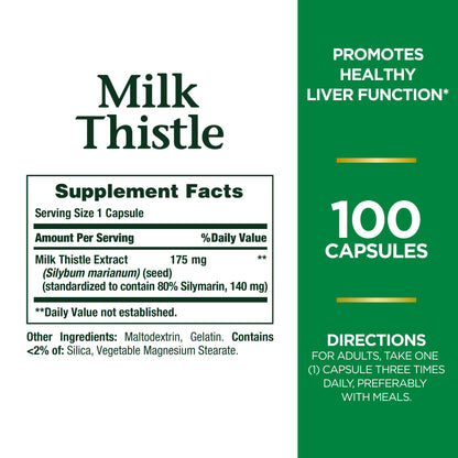 Nature's Bounty Milk Thistle 175 mg - Liver Health Support, 100 Softgels