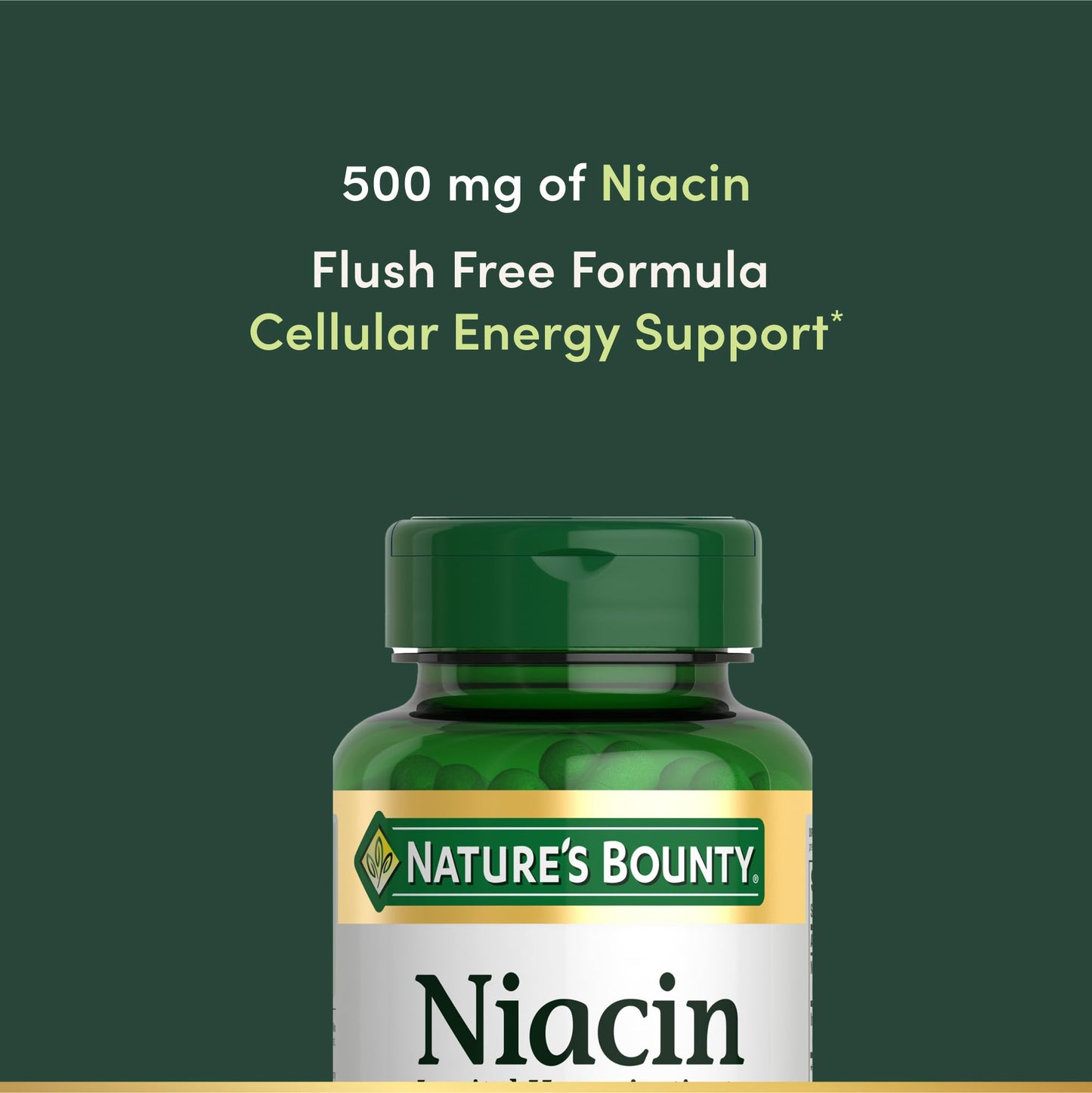Nature's Bounty Niacin 500mg Flush Free - Cellular Energy Support & Nervous System Health | 120 Capsules