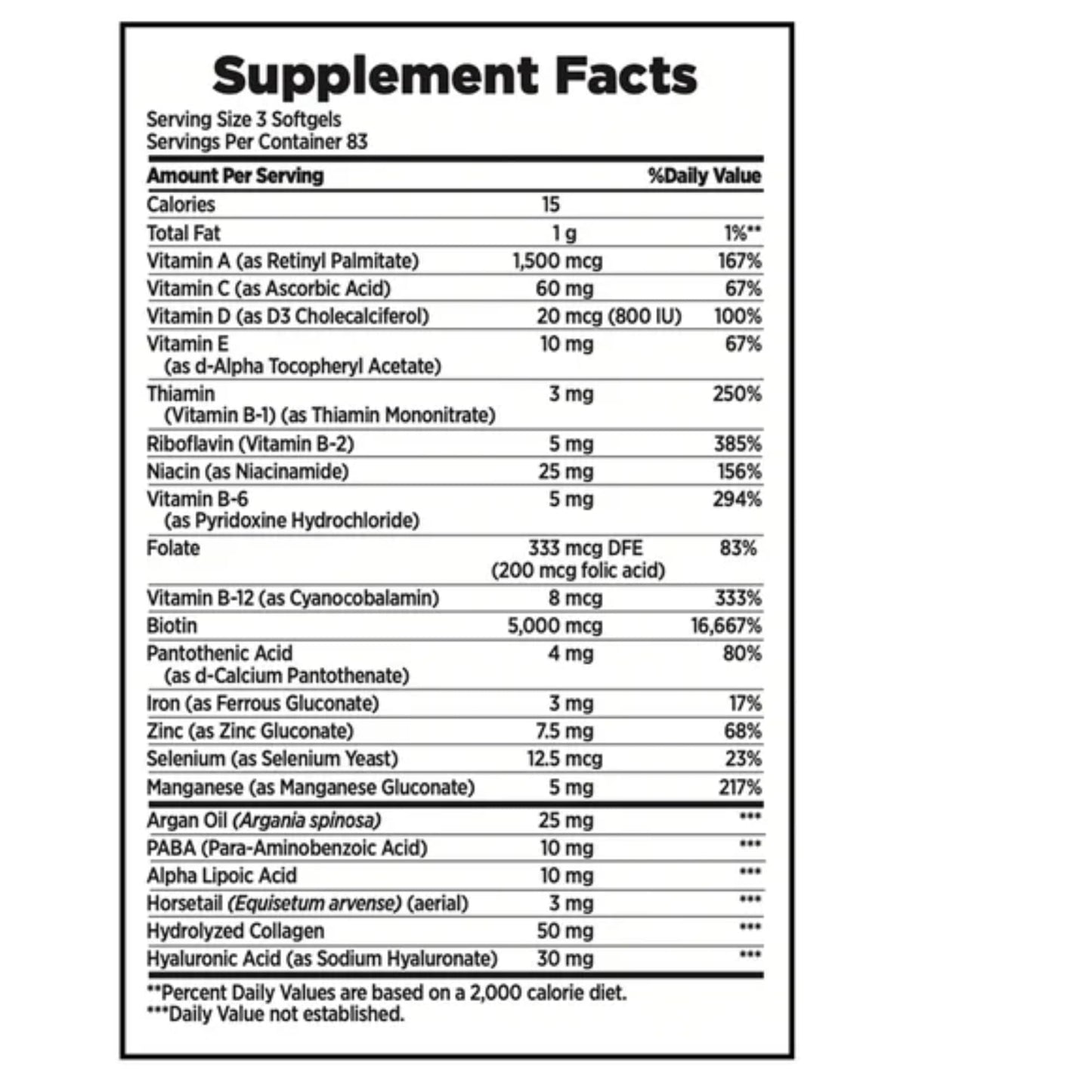 Nature's Bounty Hair Skin & Nails 5000 mcg Biotin - 250 Coated Tablets Extra Strength