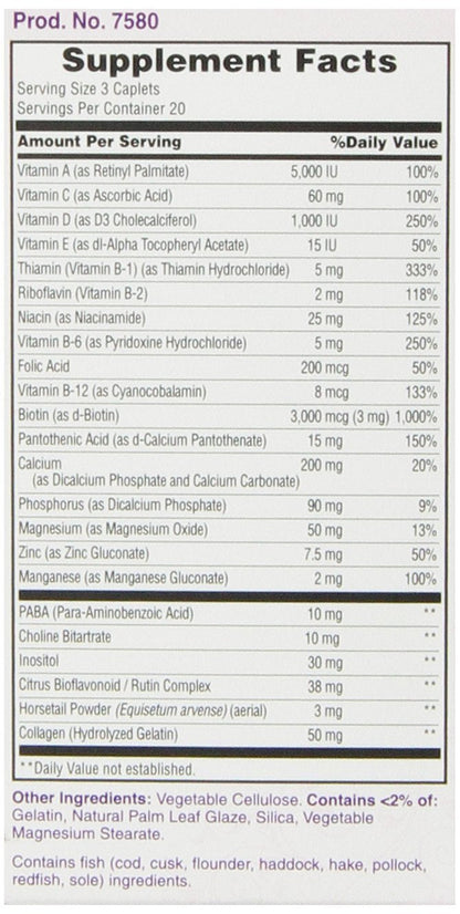 Nature's Bounty Optimal Solutions Hair, Skin & Nails Formula - 120 Coated Caplets (2 x 60 Count)