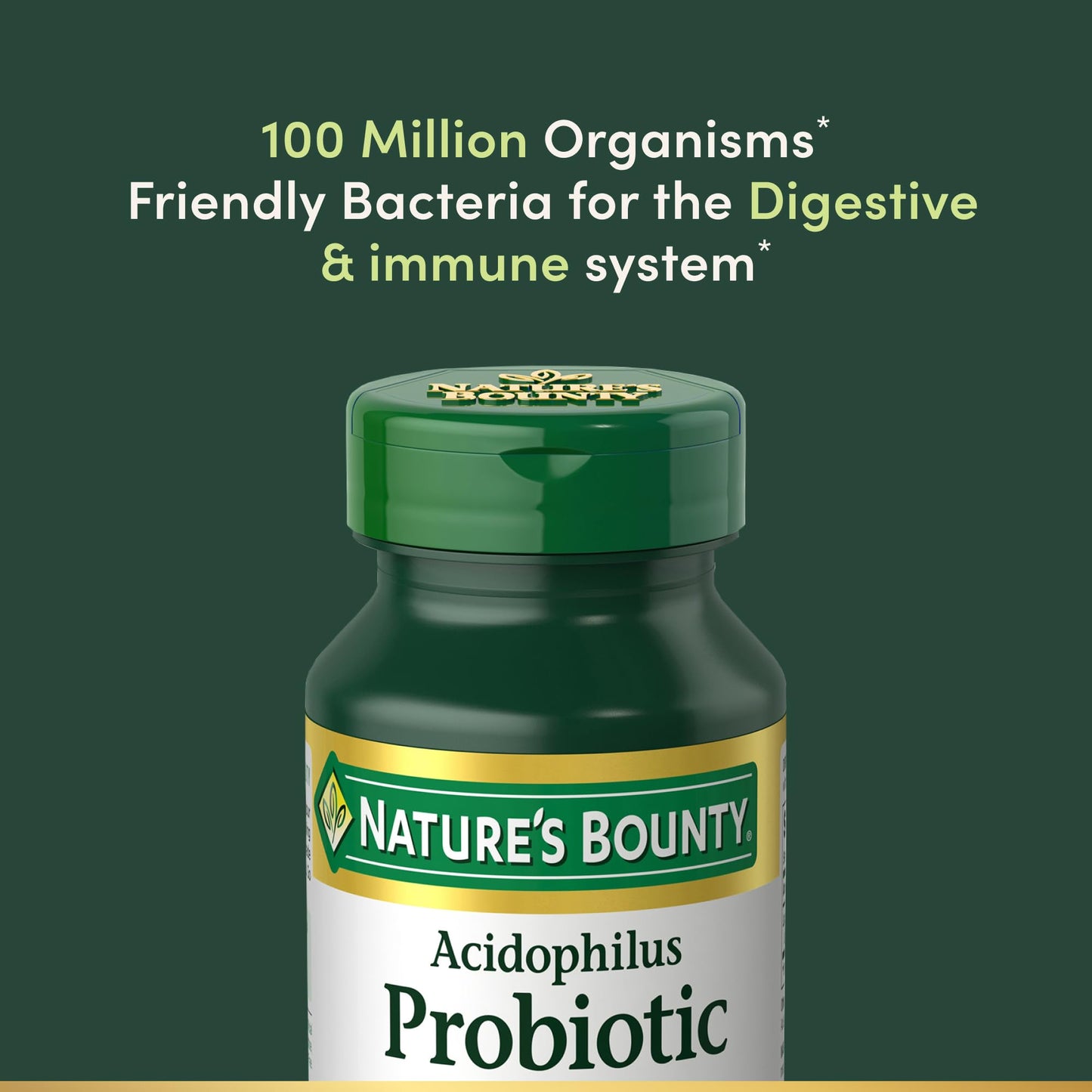 Nature's Bounty Lactobacillus Acidophilus Probiotic – 100 Million, 1 Daily Tablet, Vegetarian | Digestive Health for Men & Women