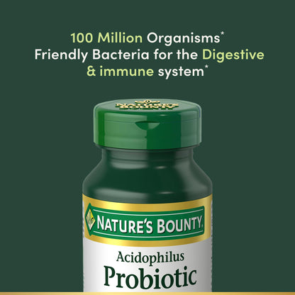 Nature's Bounty Lactobacillus Acidophilus Probiotic – 100 Million, 1 Daily Tablet, Vegetarian | Digestive Health for Men & Women