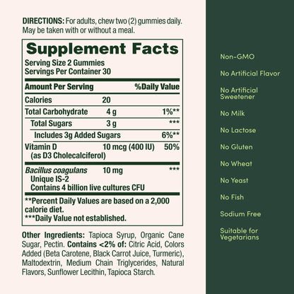 Nature's Bounty Probiotic Gummies - Immune Support & Digestive Health, Pineapple/Raspberry/Orange, 60 Count