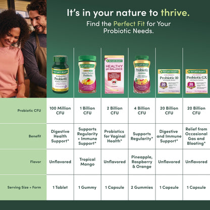 Nature's Bounty Probiotic Gummies - Immune Support & Digestive Health, Pineapple/Raspberry/Orange, 60 Count