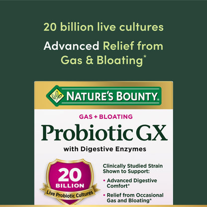 Nature's Bounty Probiotic GX – Digestive Health, Gas & Bloating Relief | 25 Capsules