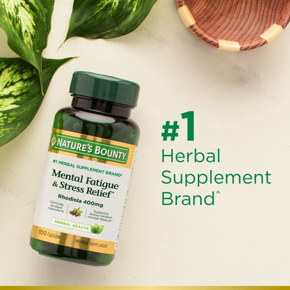 Nature's Bounty Mental Fatigue & Stress Relief — Rhodiola 400 mg, 30 Capsules