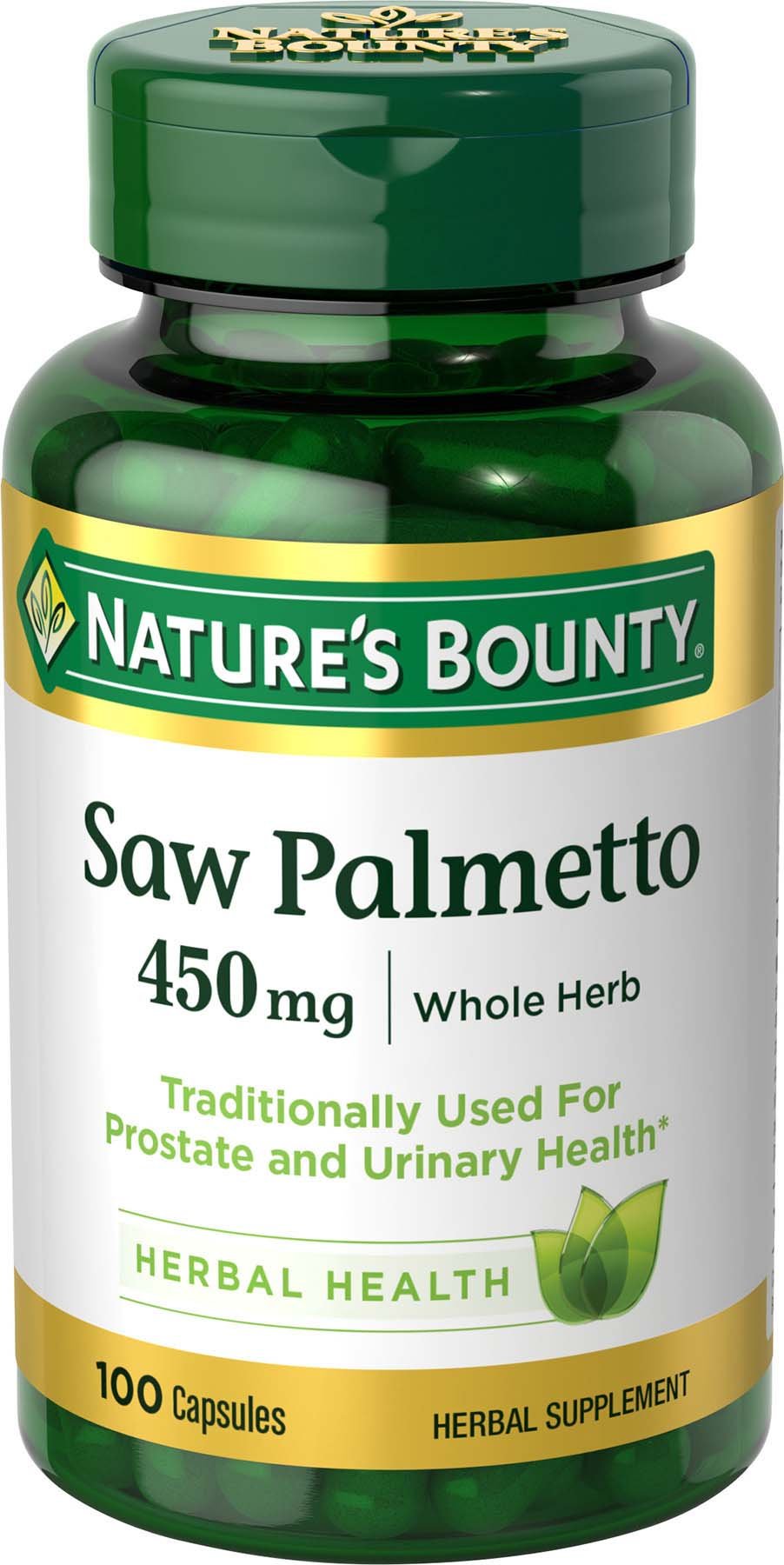 Nature's Bounty Saw Palmetto 450 mg – Prostate & Urinary Health, 100 Capsules