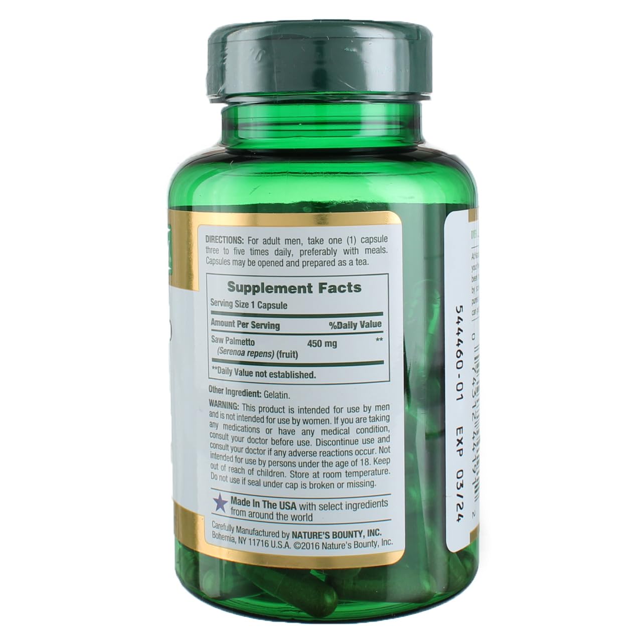 Nature's Bounty Saw Palmetto 450 mg - 100 Capsules