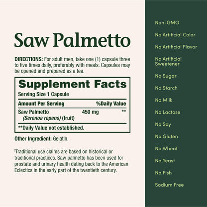 Nature's Bounty Saw Palmetto 450 mg - Prostate & Urinary Health - 250 Capsules