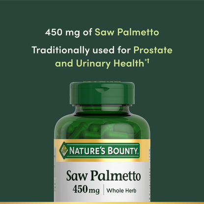 Nature's Bounty Saw Palmetto 450 mg - Prostate & Urinary Health - 250 Capsules
