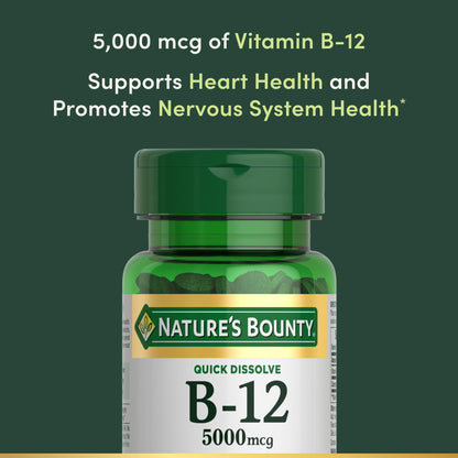 Nature's Bounty Vitamin B-12 5000 mcg – 40 Quick Dissolve Tablets