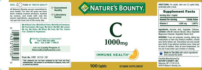 Nature's Bounty Vitamin C 1000 mg, 100 Caplets — Pack of 2 | Immune Support