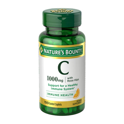 Nature's Bounty Vitamin C + Rose Hips Caplets 1000 mg | Immune Support | 100 Ct