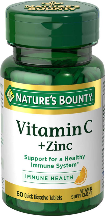 Nature's Bounty Vitamin C + Zinc – Immune Support Supplement, 60 Tablets
