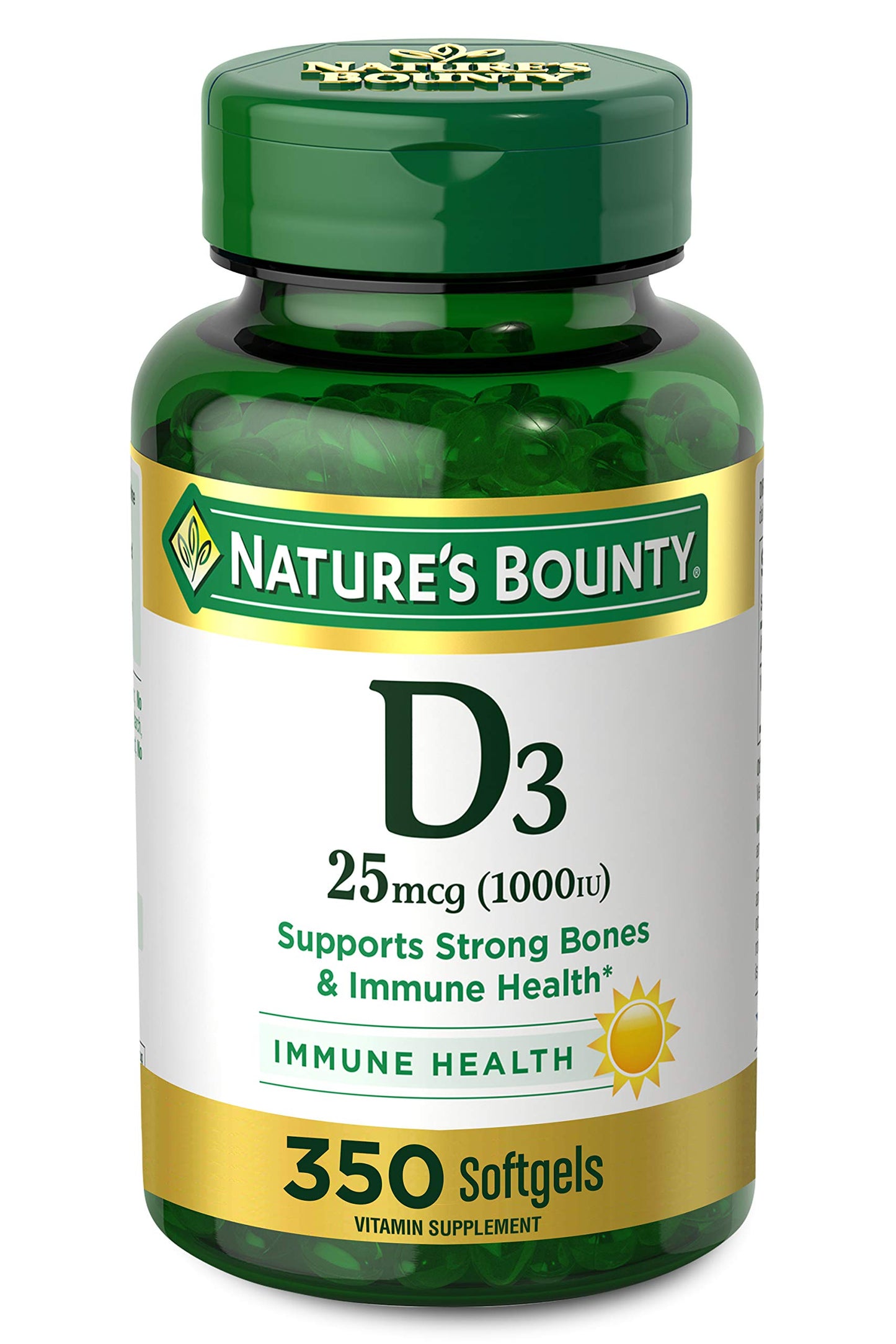Nature's Bounty Vitamin D3 1000 IU Softgels – 350 Count