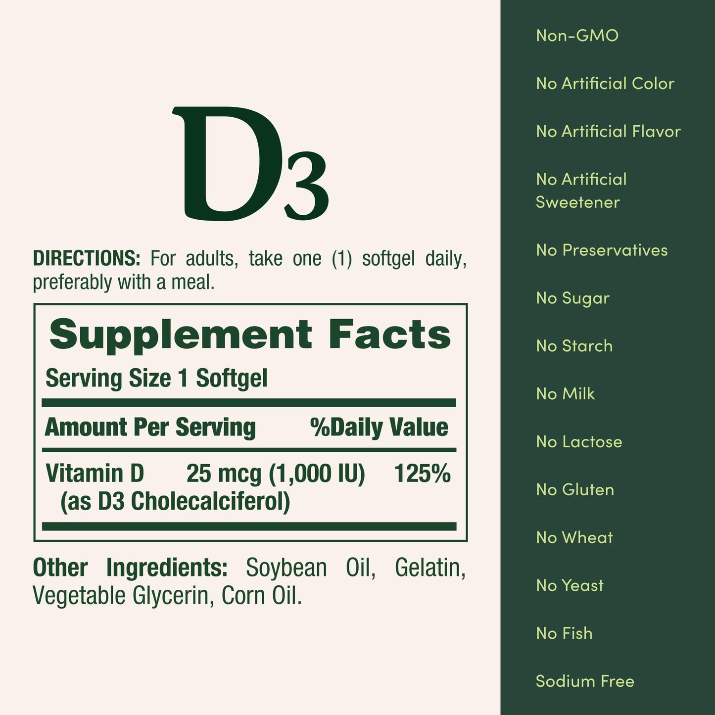Nature's Bounty Vitamin D3 1000 IU - Immune Support & Healthy Bones - 250 Rapid Release Softgels