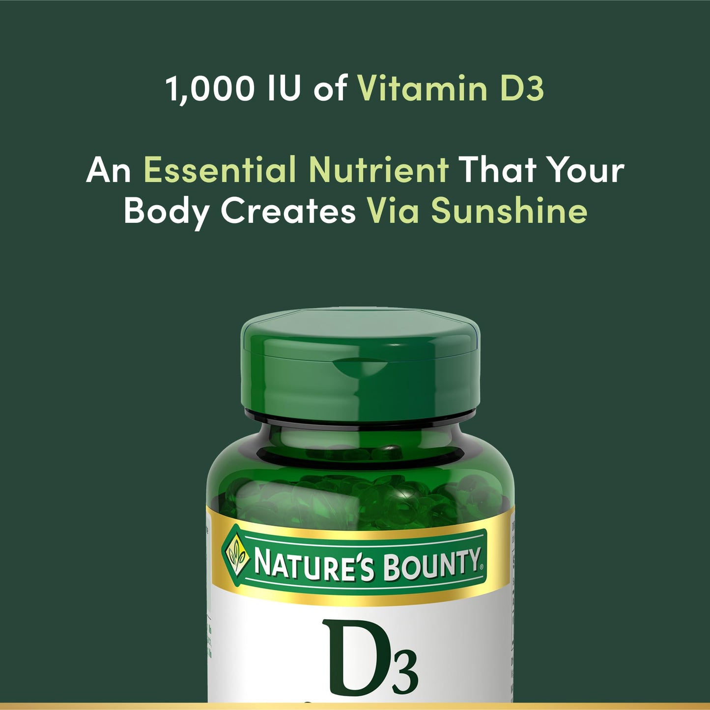 Nature's Bounty Vitamin D3 1000 IU Softgels – Immune Support, 350 Count