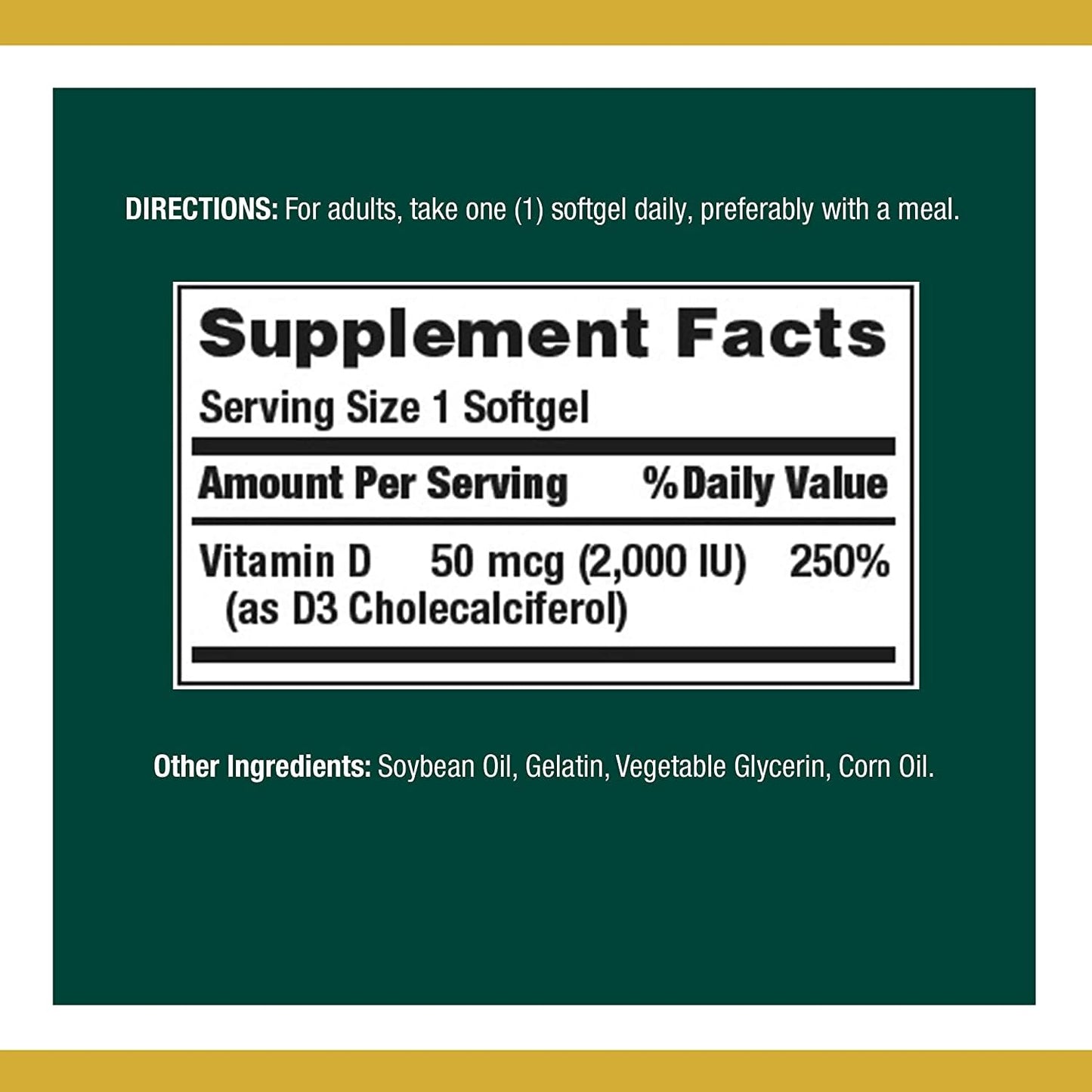 Nature's Bounty Vitamin D3 50 mcg – 150 Softgels (Pack of 2) | Immune & Bone Support