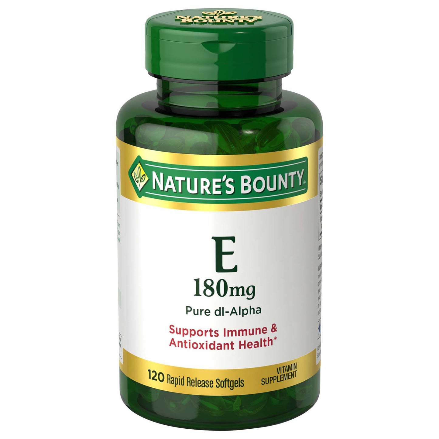 Nature's Bounty Vitamin E Softgels 400 IU – Antioxidant & Immune Support, 120 Count